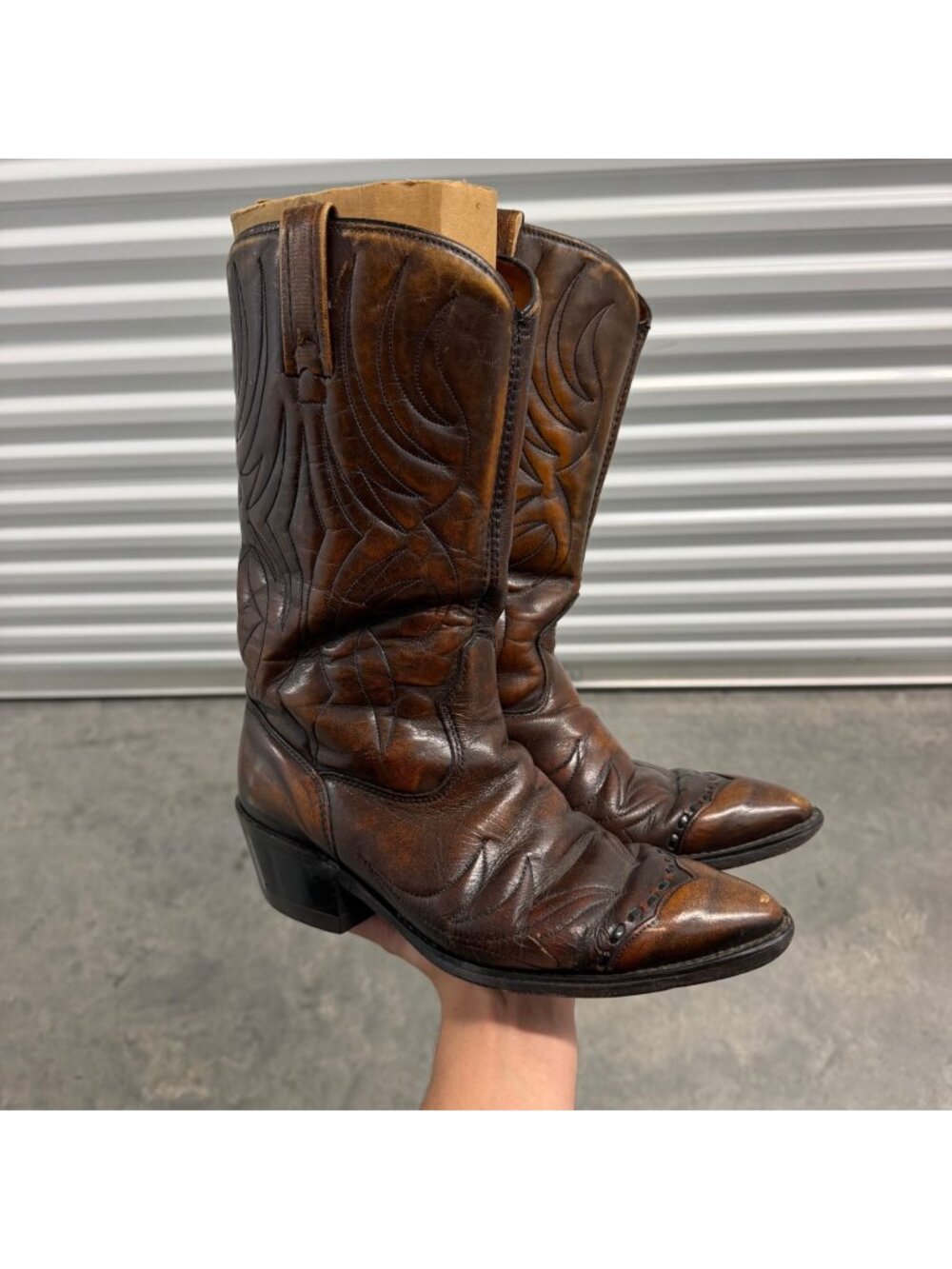 Acme 1970s Corded Wingtip Cowboy Boots